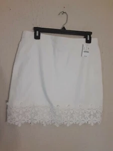 J Crew NWT  white floral Lace Trim Mini Skirt Size 8 - Picture 1 of 12