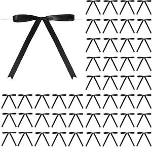 100 Pcs Twist Tie Bows Bulk 5X7 Inch Satin Ribbon Bows for Gift Wrapping Cake Tr - Picture 1 of 6