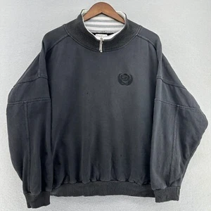 90s Reebok Sport Pullover Sweatshirt Quarter Zip Mock Neck Gray SZ M Trashed VTG - Picture 1 of 11