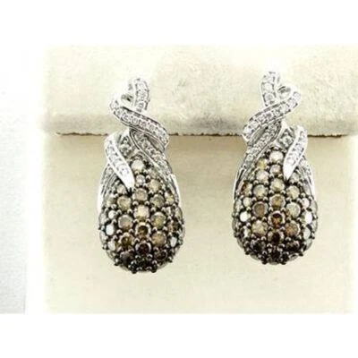 LeVian 14K White Gold Chocolate Diamond G-H SI1 2.65 cts Earrings - Image 1 of 4