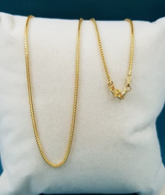 Collar de cadena de cola de zorro de trigo caja Franco de oro amarillo de 22 quilates de 1,5 mm para hombre y mujer de 18" Foto 1 de 4