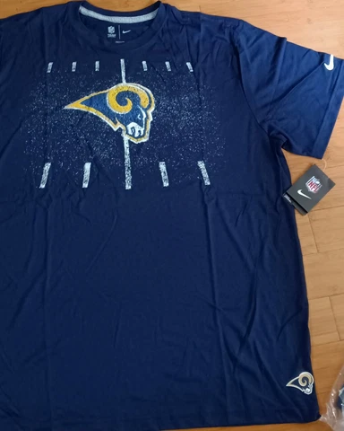 LA RAMS 50 YARD LINE Shirt NFL Nike Team Blue Tee Mens Size Cover