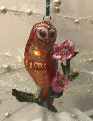 NIP Anthropologie Nathalie Lete Owl Owlet Glass Christmas Ornament - Image 1 of 4