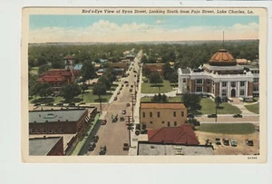POSTCARD  BIRD'S EYE VIEW RYAN STREET FROM PUJO STREET LAKE CHARLES LOUISIANA - Picture 1 of 2