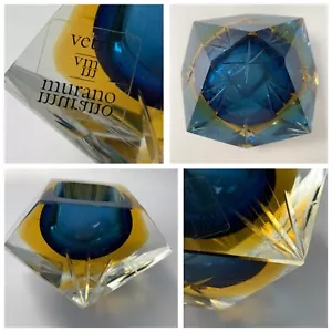 GLAS MURANO Flavio Poli ~ Untergetaucht Kobaltblau + Gold Aschenbecher Trinkset ITALIEN - Bild 1 von 24