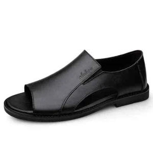 Genuine Leather Sandals Men's Handmade Summer Flats Casual Beach Outdoor Sandals - Picture 1 of 20