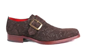 Zapato JEFFERY-WEST Dexter 'HOODOO' Marrón Gamuza Repujado Monje Correa PVP £295 - Imagen 1 de 7