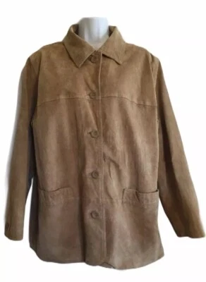 Womens Washable Leather Blazer Jacket Coat Size Large Petite Beige St Johns Bay - Image 1 of 4
