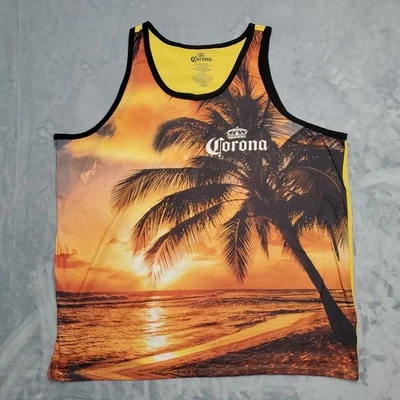 Camisa Corona Para Hombres 3XL Puesta de Sol Playa Camiseta sin Mangas Amarillo Cerveza Verano Comodidad Clásica Foto 1 de 4
