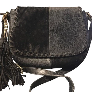 VTG Red Camel Mini Shoulder Bag Velvet Vinyl Black Colorblock Tassel Whimsygoth - Picture 1 of 16