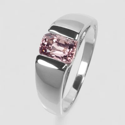Anillos de joyería hechos a mano de espinela rosa brillante de plata de ley 925 de 1,10 quilates talla 6,75 Foto 1 de 4