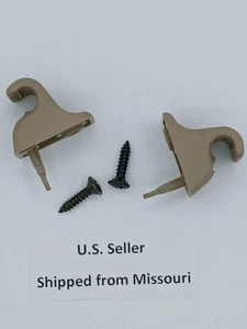 2001-2006 Hyundai Santa Fe Sun Visor Clip Mount Hook Pair Set Tan Brown - Picture 1 of 1