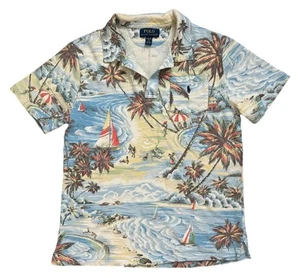 Ralph Lauren Tropical Print Spa Terry Trees Kids Boys Polo Shirt Size XL (18-20) - Picture 1 of 9