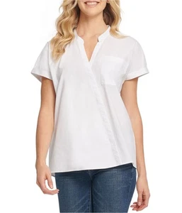 DKNY Womens Linen Button Up Shirt, Off-White, X-Large - Picture 1 of 1