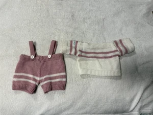 VINTAGE 80'S CABBAGE PATCH KIDS WHITE SWEATER & PINK SHORTALL SHIRTS KNIT - Bild 1 von 6
