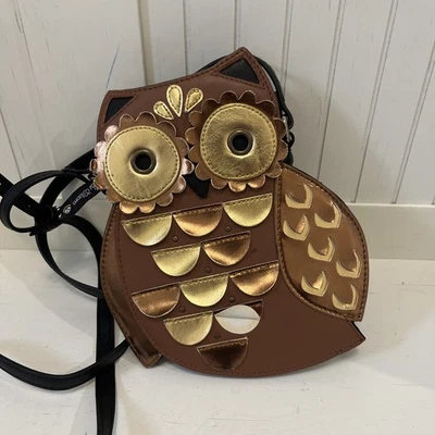 Bolso de Mano Lily Bloom Owl Cartera, Lindo Dorado Negro Marrón Bandolera Correa Ajustable Foto 1 de 4