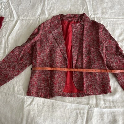 vintage circa 1960 gray and red womens skirt suit  - Image 1 of 4