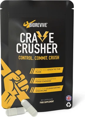 MANUFACTURED FOR BIOREVIVE Biorevive Crave Crusher – Appetite Suppressant with 5-HTP, Glucomannan, Green Te
