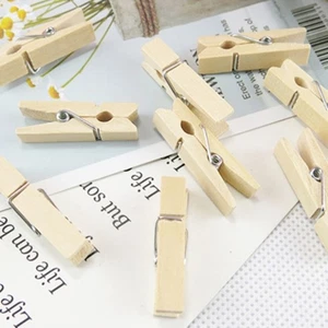 Small Wooden Clothes Photo Paper Clothespin Craft Clips School Office Stationery - Picture 1 of 12
