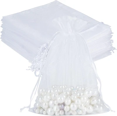 Paquete HRX 100 piezas bolsas de organza transparentes blancas, 6 X 9 pulgadas desfile de bodas de Navidad Foto 1 de 4