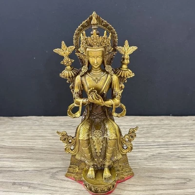Nepalese Maitreya Buddha Brass Statue Tibetan Home Decoration - Image 1 of 4