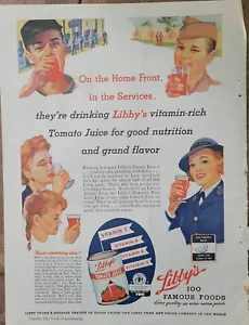 1943 Libby's Tomatensaft Frau Küstenwache Kunst Vintage Anzeige - Bild 1 von 1