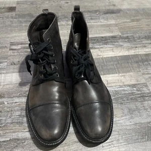Botas con cordones de cuero John Varvatos gris oscuro marrón 13 M Distress - Imagen 1 de 7
