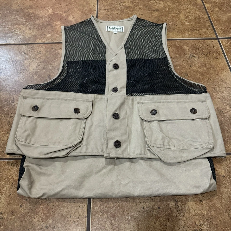 VTG L.L. Bean Pa'tridge Vest Upland Game Bird Hunting Wax Vest Mesh Oil Cloth - Image 1 of 4