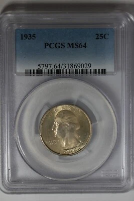 1935 .25  PCGS  MS64   Washington Quarter, Silver 25 Cents - Image 1 of 2