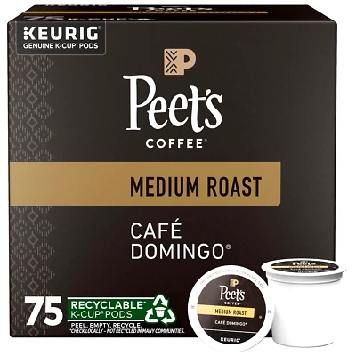 Peet's Coffee Medium Roast K-Cup Pods, Café Domingo *75 ct