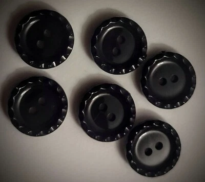 1/2" 2-Hole 'Crystal' Black Craft/Clothing Buttons - Image 1 of 4