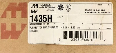 HAMMOND 1435H 6 Unit 6 Hole Pushbutton Station Enclosure 9.50 X 6.25X3 Inch - Изображение 1 из 4