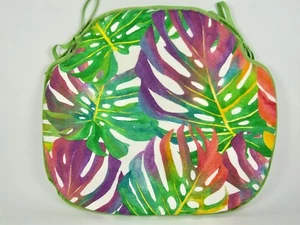 Tropical Leaves Large Spindle Back Tie-On Seat Pad. Garden/Kitchen/Dining - Picture 1 of 4