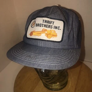 Vintage Thrift Brothers INC Denim Hat Can Snapback K-Products USA Construction - Picture 1 of 12