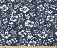 Premier Prints Hibiscus Vintage Indigo 55" Cotton Fabric by the Yard