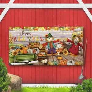Fall Thanksgiving Party Backdrop Decorations Happy Fall Y'All Pumpkin Cute Scare - Picture 1 of 1
