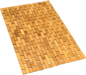 Natural Bamboo Bath Mat, Wooden Door Mat Kitchen Floor Bath Rug, Bathroom Sho... - Picture 1 of 3