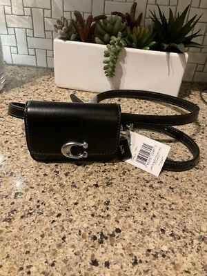 COACH Bandit Card Case Bolsa de Cinto Luxe Couro de Bezerro Refinado CM433 em Prata/Preto - Imagem 1 de 4