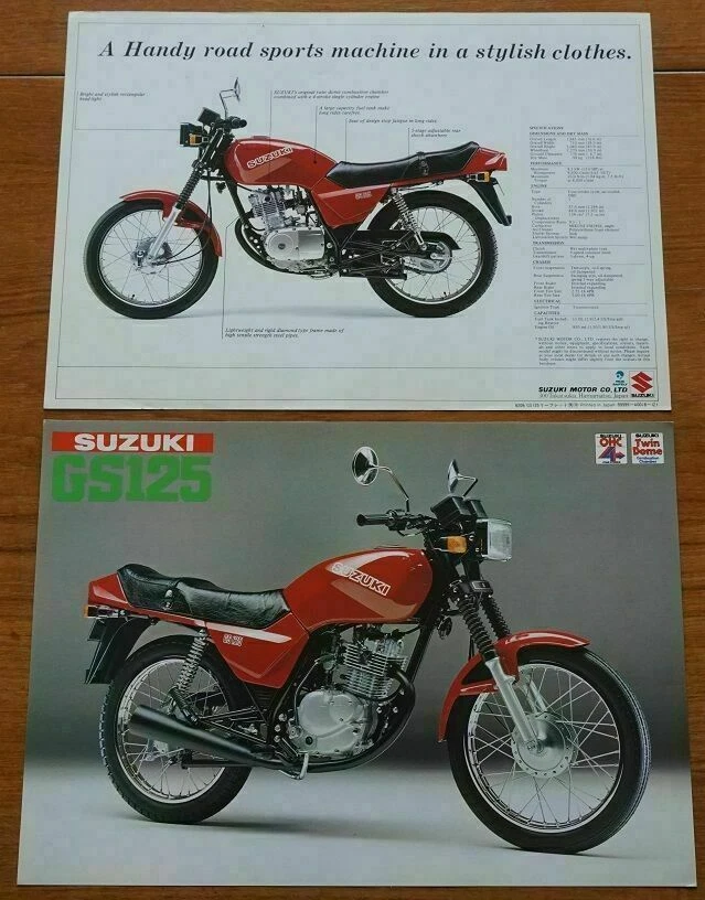 1982 Suzuki GS125 GS 125 Motor Bike Cycle Double Sided Sheet Brochure - Image 1 of 1