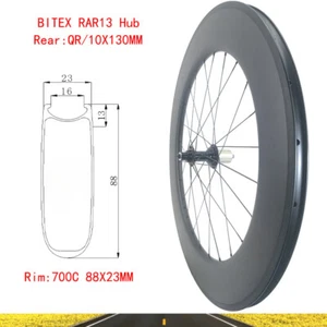 700C 88X23mm Rear Carbon Wheel for Road Bike Clincher Basalt V Brake 6 Pawl Hub - Picture 1 of 9