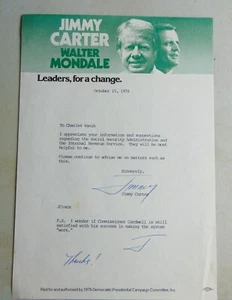 Jimmy Carter 1976 lettera firmata autografo presidente Ohio campagna politica - Foto 1 di 4