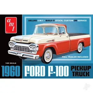 Camioneta Ford F-100 1960 AMT con remolque kit modelo plástico herramientas nuevas - Imagen 1 de 1