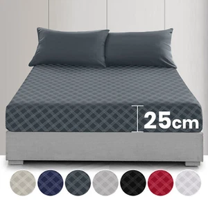 Fitted Sheet 25cm Extra Deep Single Double King & Super King Size Bed Sheets UK - Picture 1 of 201
