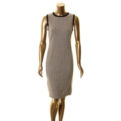 LAUREN RALPH LAUREN NEW Women's Houndstooth Sleeveless Knit Sheath Dress TEDO - Image 1 of 2