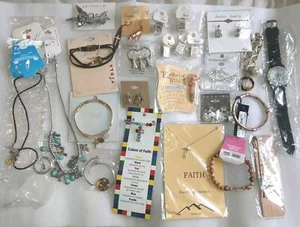 Mixed Lot New Religious Jewelry Cross Prayer Necklaces Pins Bracelets Earrings  - Picture 1 of 5