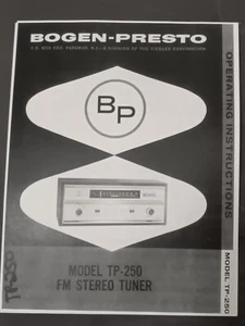 Fotocopia sintonizador manual de servicio para propietarios Bogen TP-250 - Imagen 1 de 3