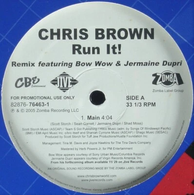 CHRIS BROWN / BOW WOW "RUN IT! (REMIX)" 2005 12" VINYL PROMO 2 MIXES *SEALED* Foto 1 de 4