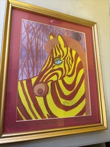Signed Framed Betsey Fowler Zebra Safari Print: Handsome Is As Handsome Does - Picture 1 of 8