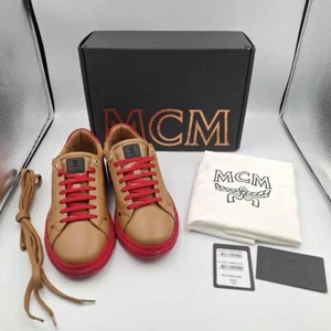 MCM Men's Color Block Terrain Low Sneaker Shoe in Visetos Red Lychee Size 40 7US - Picture 1 of 12