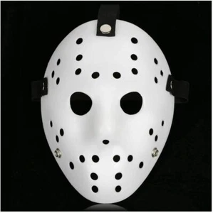 White Halloween Freddy Jason Mask Scary Hockey Party Mask Friday 13th Full Mask - Picture 1 of 8